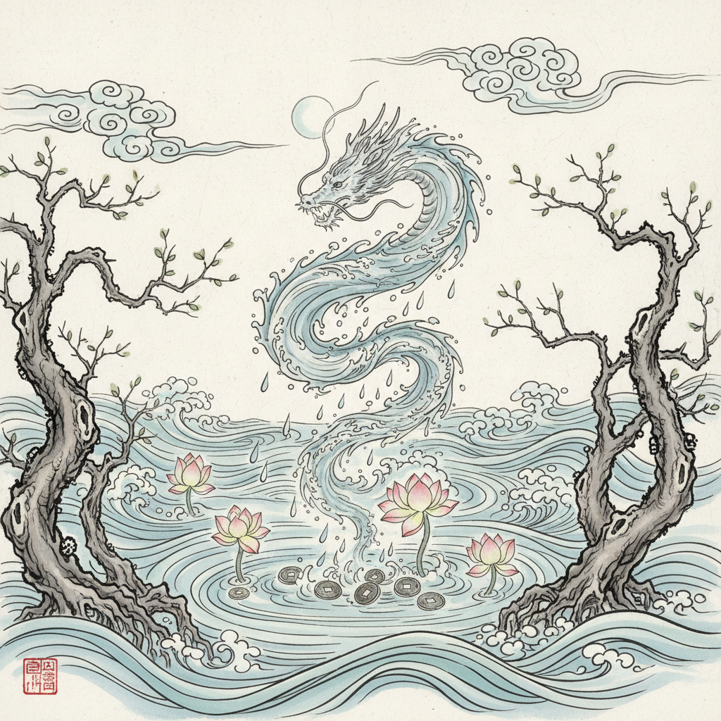 우수(雨水) 절기에 꾸는 물 꿈의 의미: 재물운의 흐름과 변화